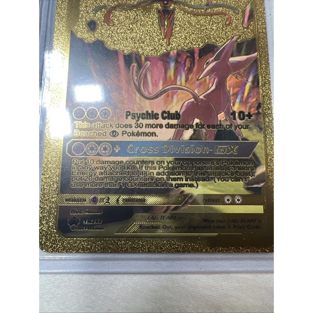 Pokémon Espeon & Deoxys GX TAG TEAM Gold Metal Card SM230 Psychic Club GX 260 HP